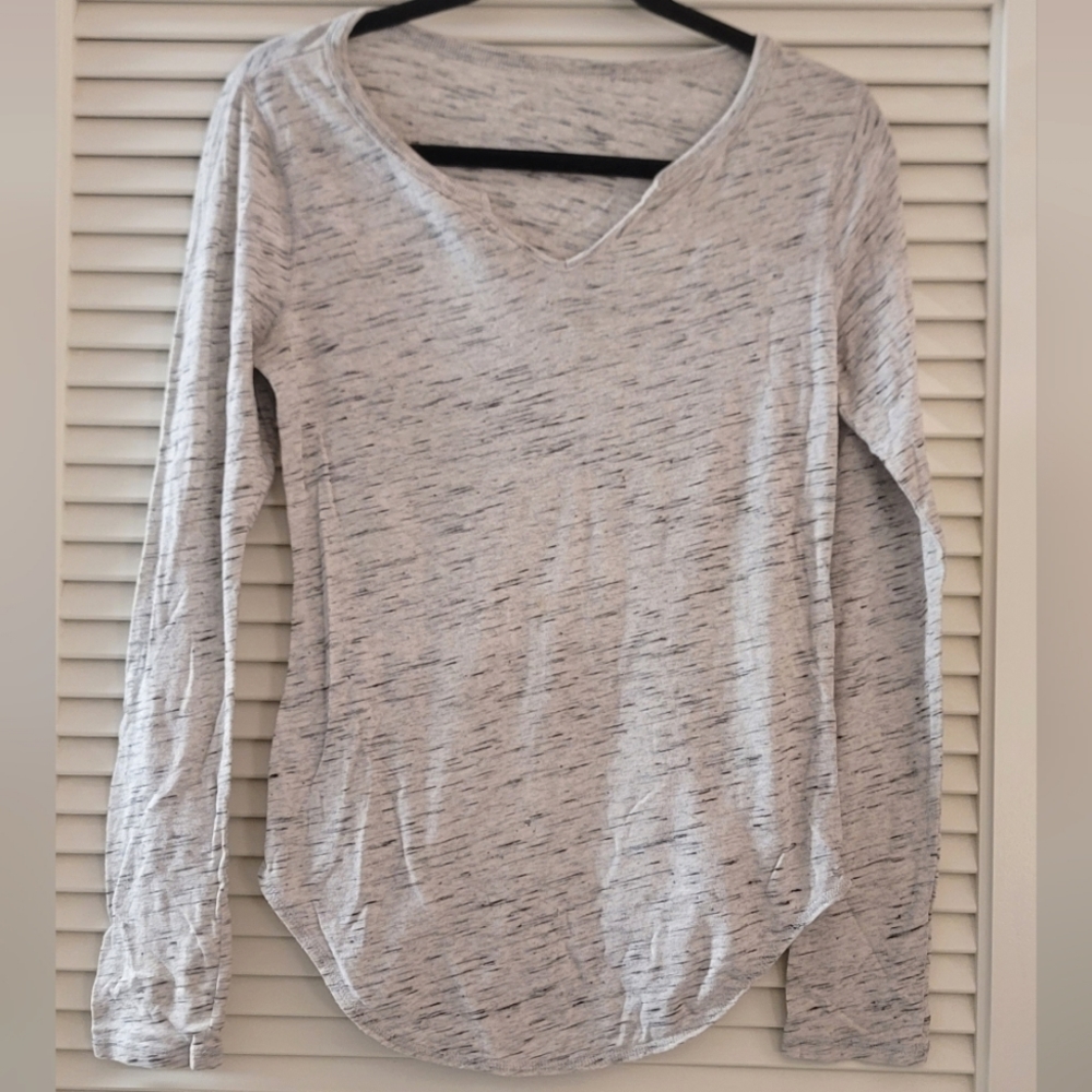 Gap - Grey & Black Casual Long-Sleeve V-Neck Top